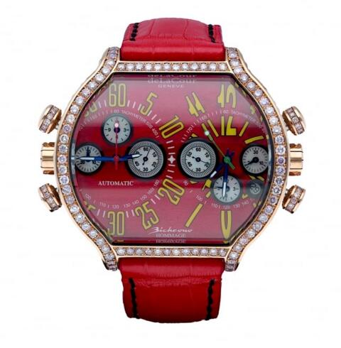 Luxury Replica DELACOUR ROSE GOLD BICHRONO HOMMAGE- DIAMONDS CASE watch WAPG0138-0021